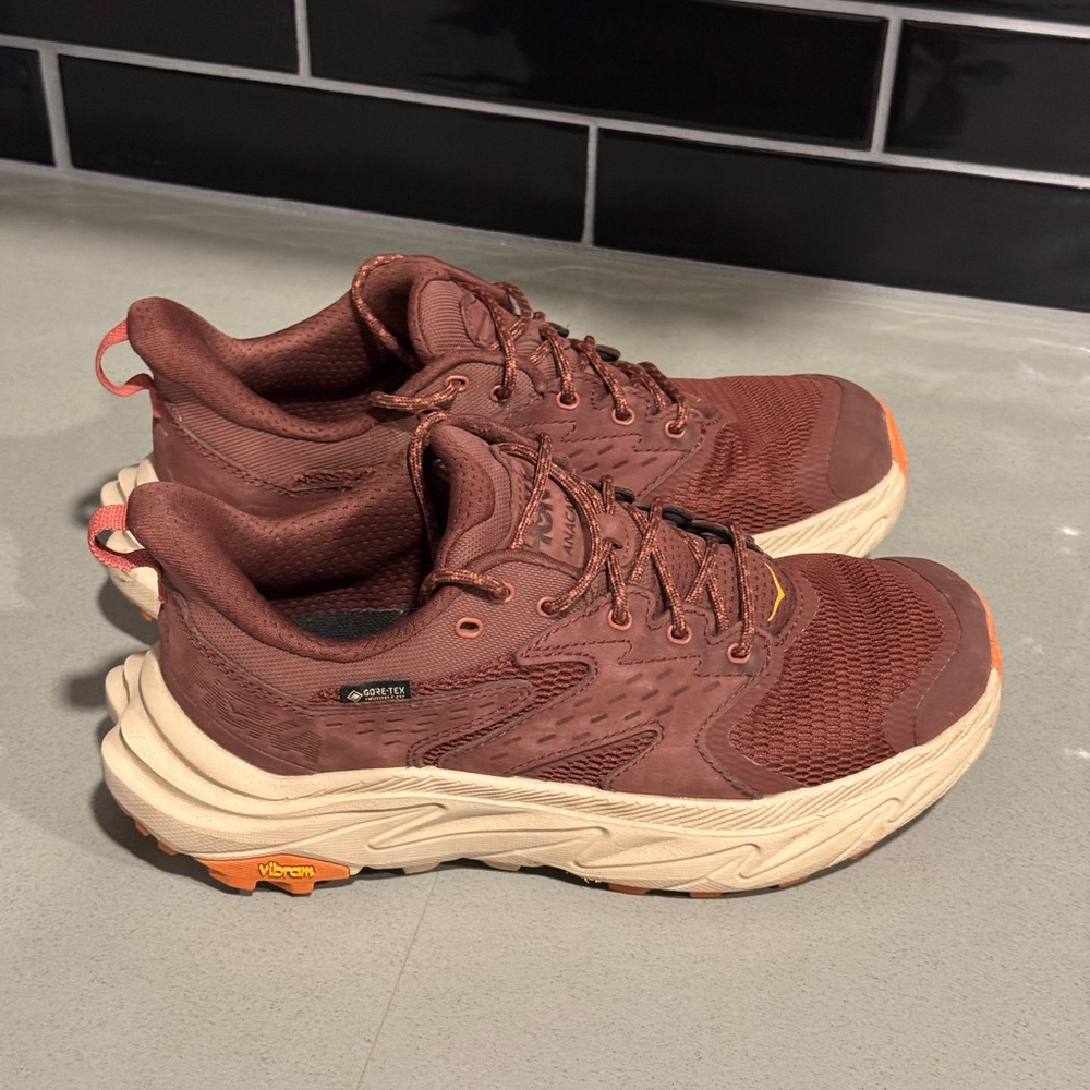 Hoka One One Brown and Orange Athletic Shoes